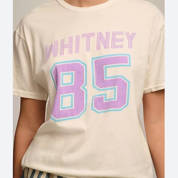 Anthropologie Retro Brand Varsity Graphic Whitney T Shirt SMALL NWT - Picture 2 of 3